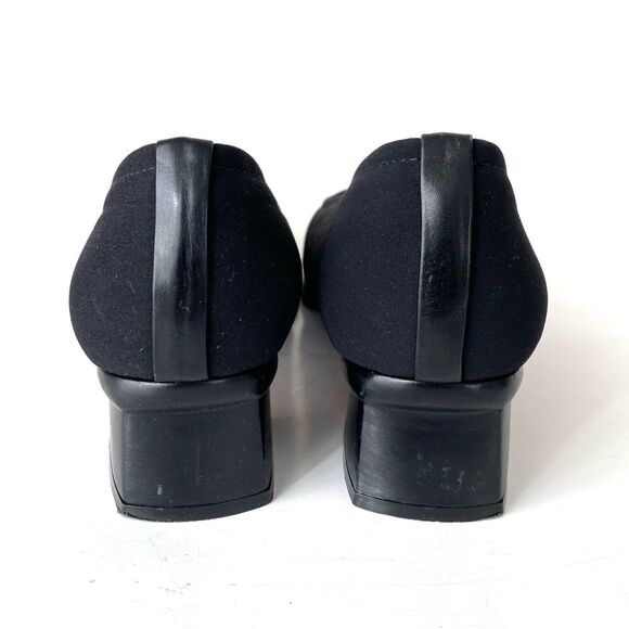 Stuart Weitzman Black Stretch Fabric Pumps Block Heel Sz 8 Office Core Party - Picture 3 of 9